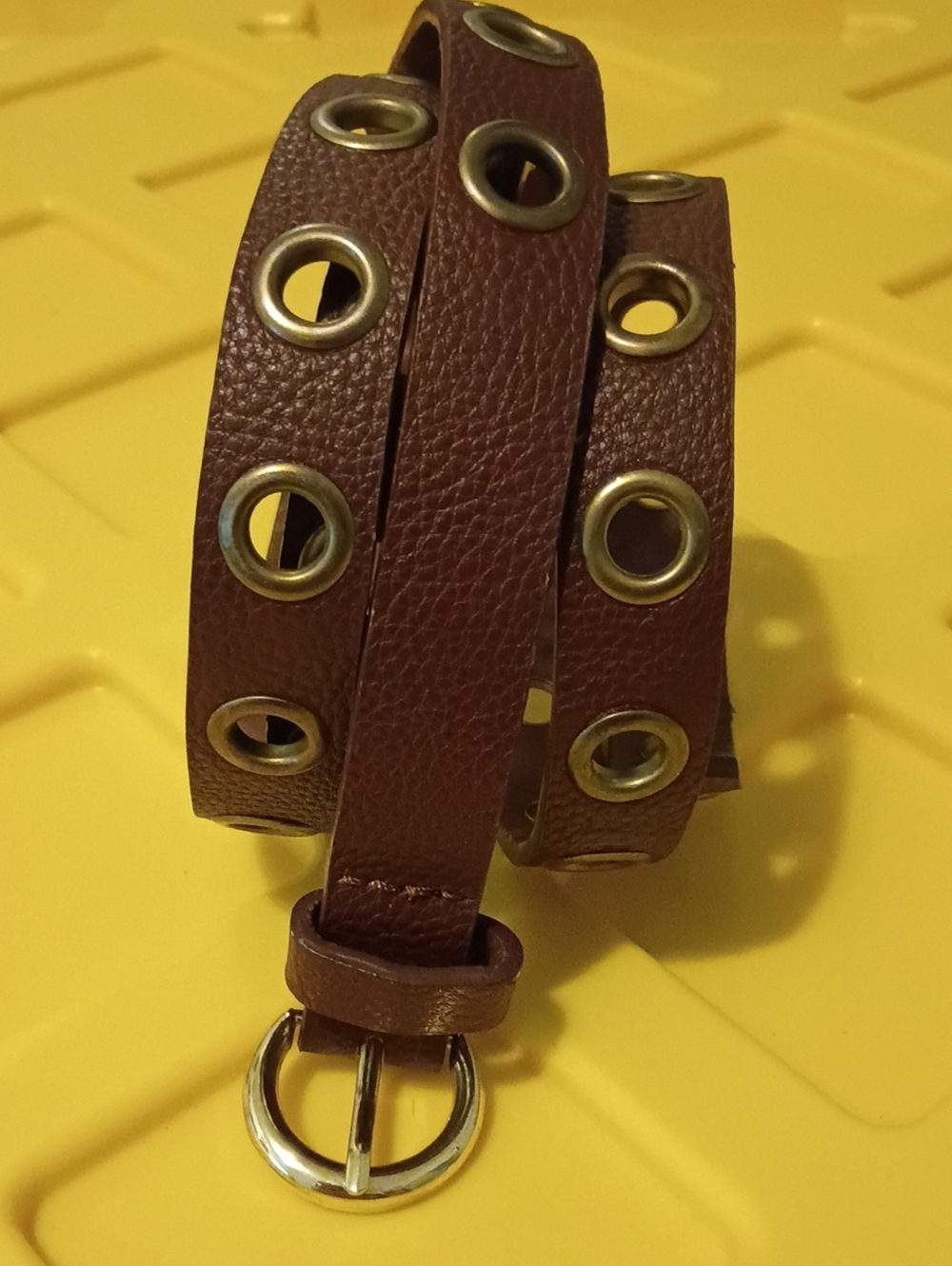 Brown Leather Grommet Wrap Belt - Unbranded size 44